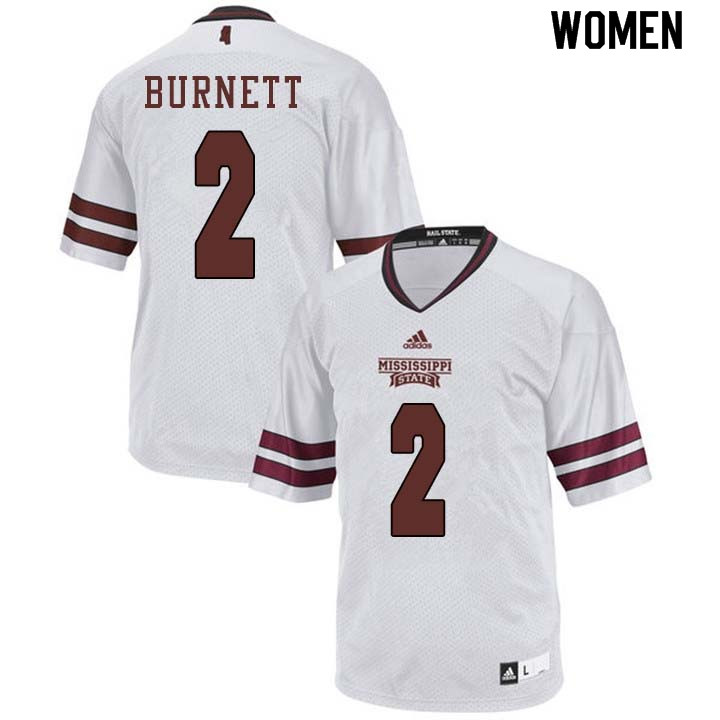Women #2 Logan Burnett Mississippi State Bulldogs College Football Jerseys Sale-White